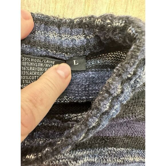 Jhane Barnes Neiman Marcus Sweater Mens Large Blues Abstract Speckled Wool Rayon - Picture 3 of 6